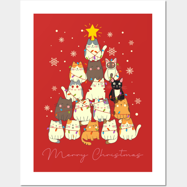 Cats tree, Merry Christmas Wall Art by TrendsCollection